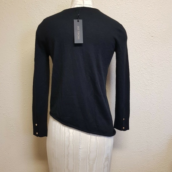 Rachel Zoe 100 % cashmere V neck Black Sweater - Picture 4 of 4